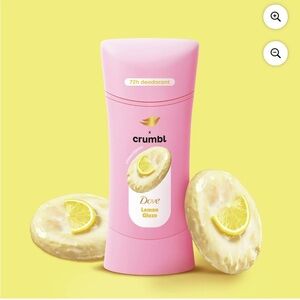 Brand new set of dove crumbl lemon glaze 2 body scrubs and 1 deodorant